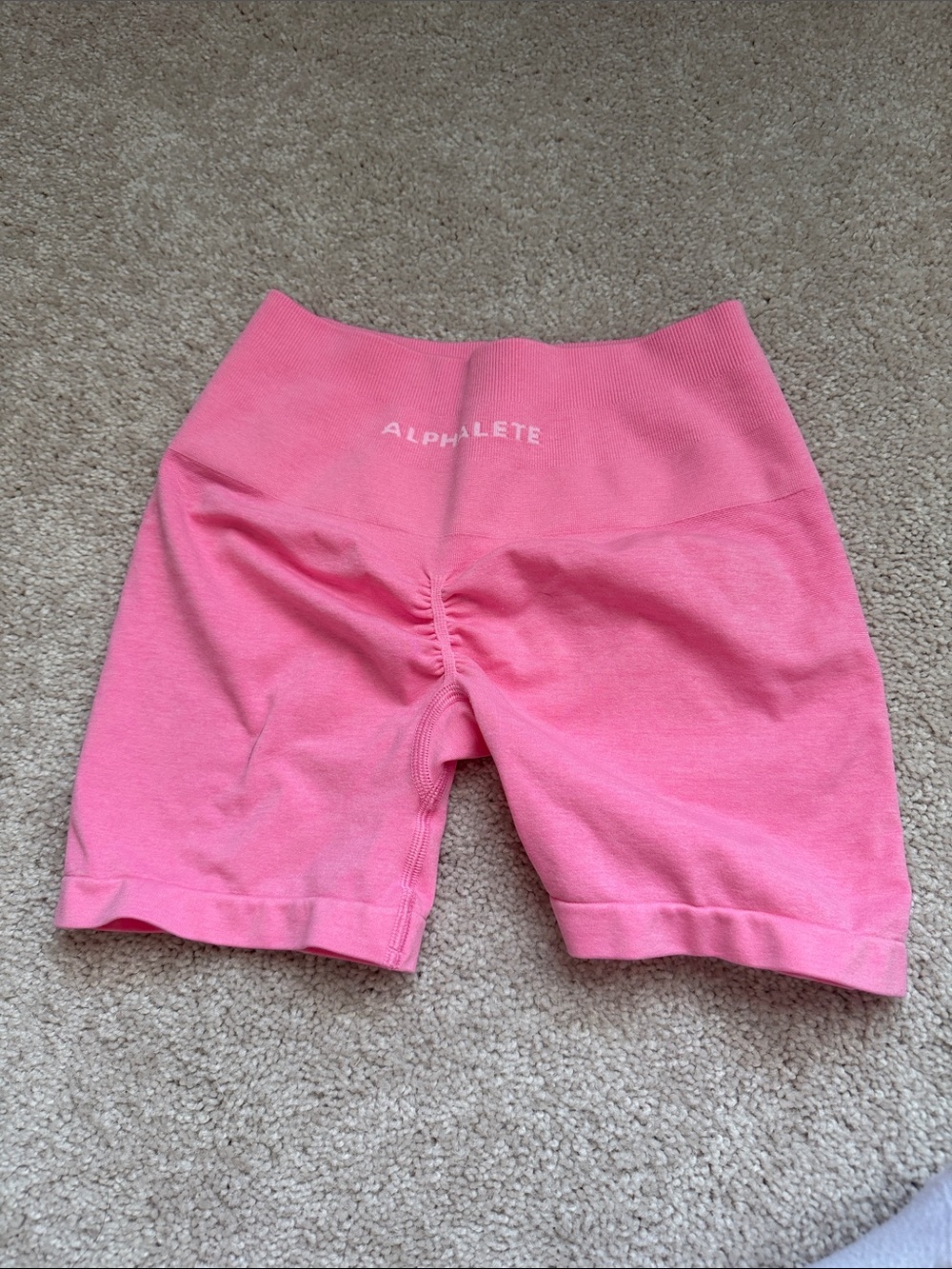 Alphalete Pink Scrunch High-Rise Bike Shorts